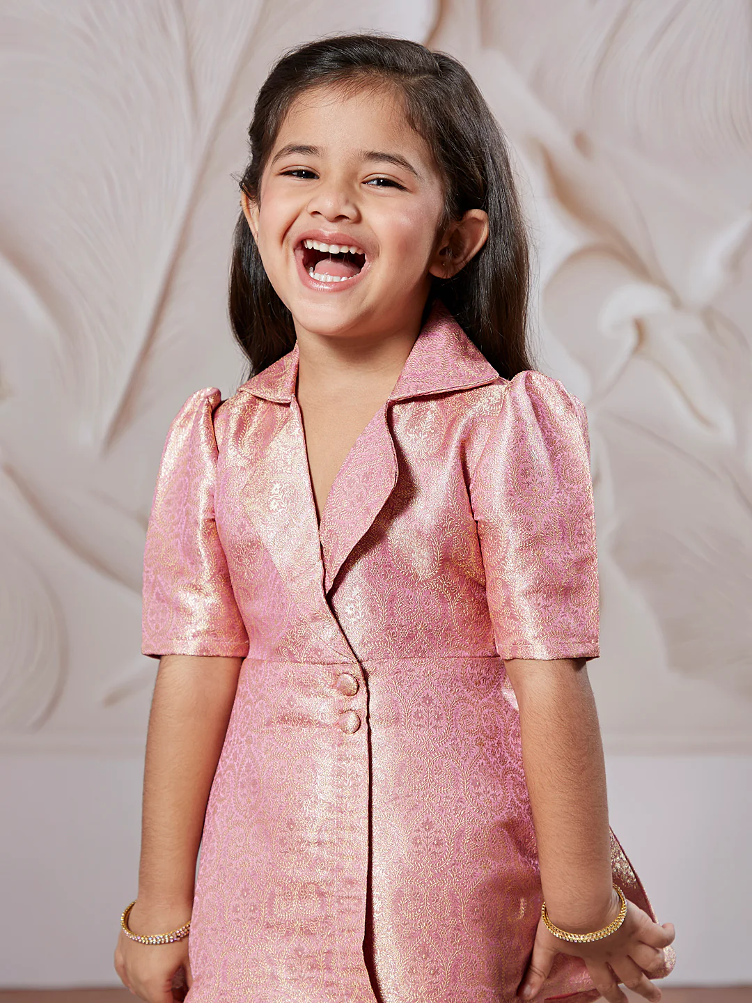 Girl's' Pink Kurta And Dhoti Pant Set - Image 5