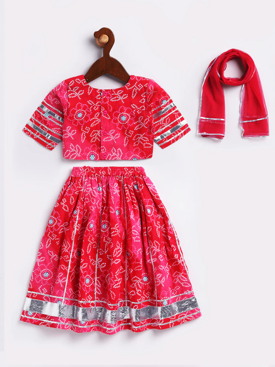 Girl's' Pink Lehenga Choli With Dupatta - Image 5