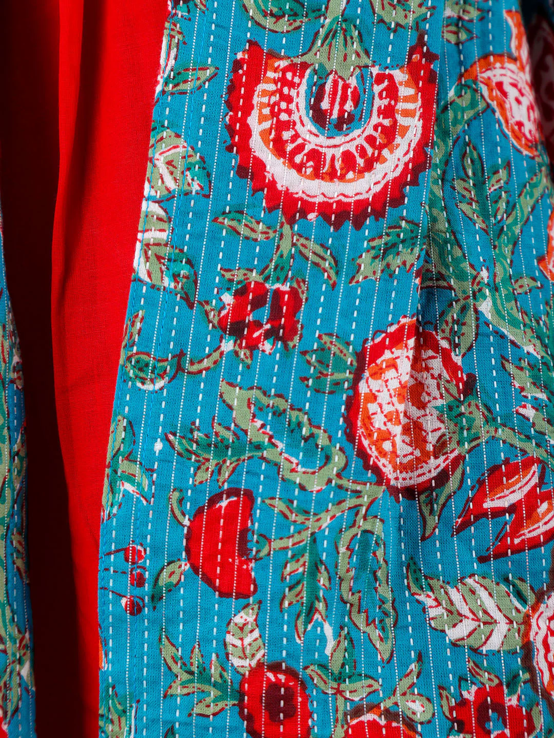 Girl's Red And Blue Anarkali Dress - Image 5