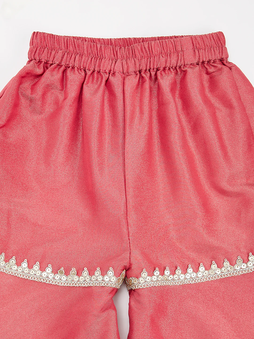 Girl's' Rose Pink Kurta Sharara And Dupatta Set - Image 6