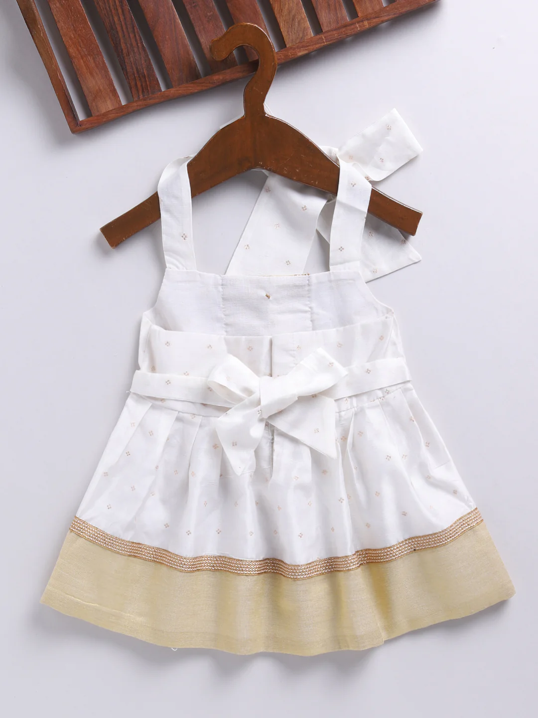 Girl's' White Frock, Shoe And Head Band - Image 2