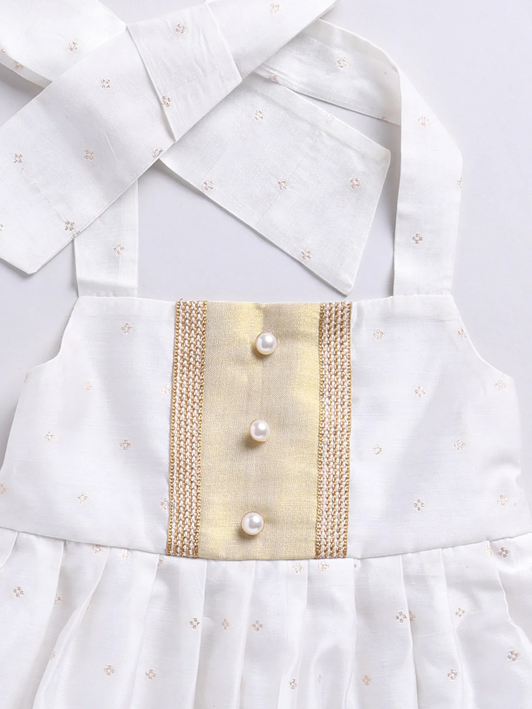 Girl's' White Frock, Shoe And Head Band - Image 3
