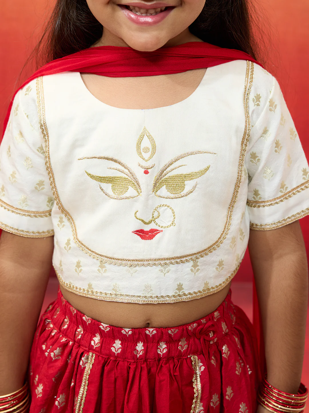 Vastramay Girls White Viscose Lehenga Set - Image 2