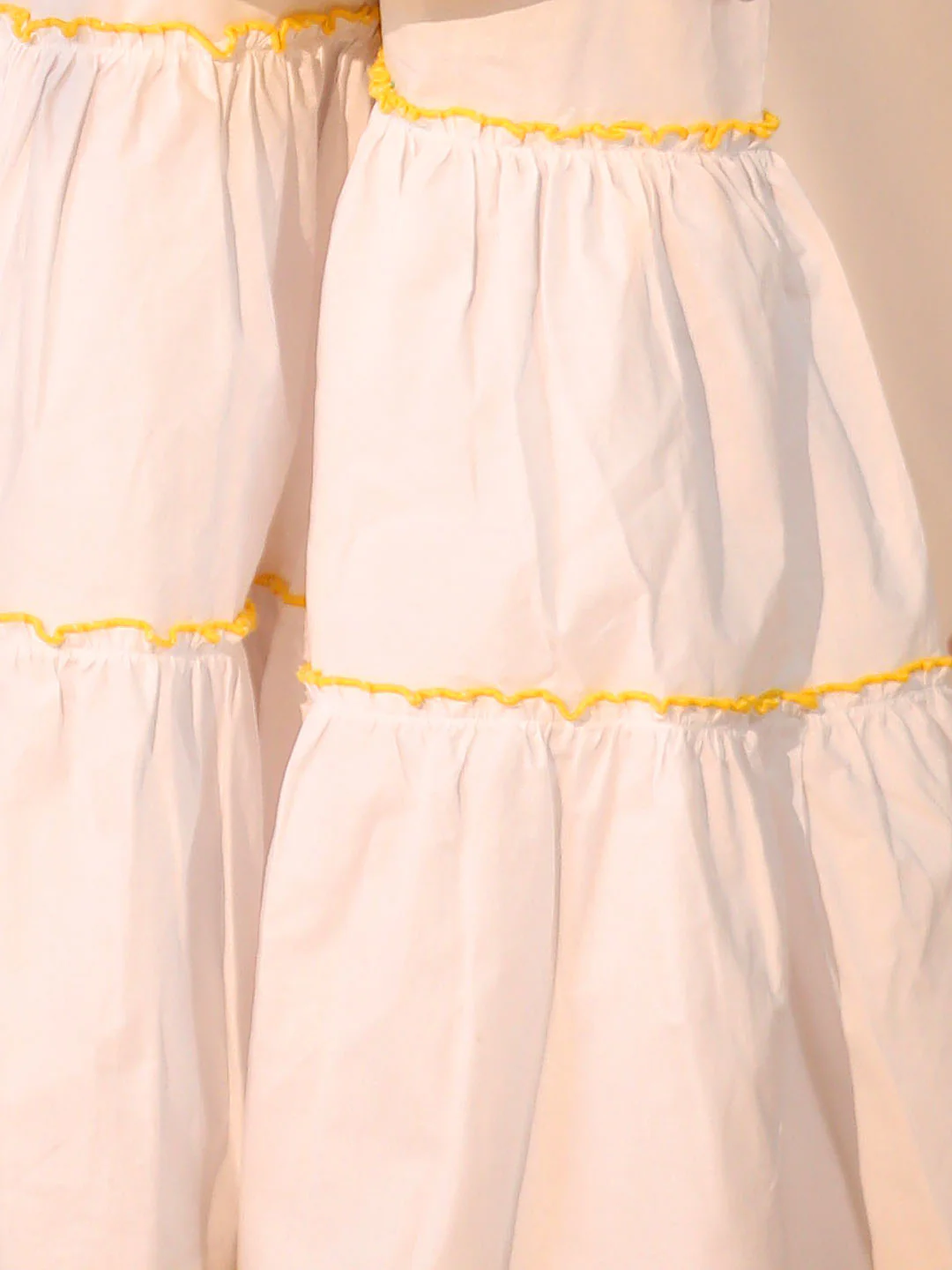 Girl's' Yellow And White Kurta, Sharara And Dupatta Set - Image 6