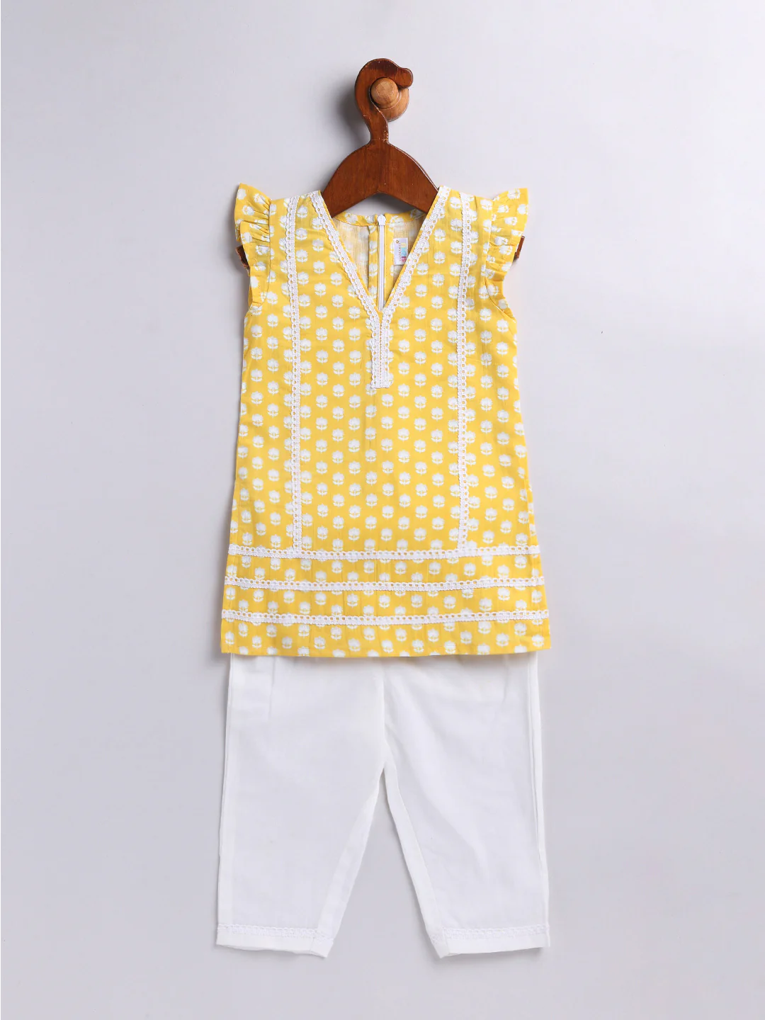 Girl's' Yellow Kurta Set - Image 3