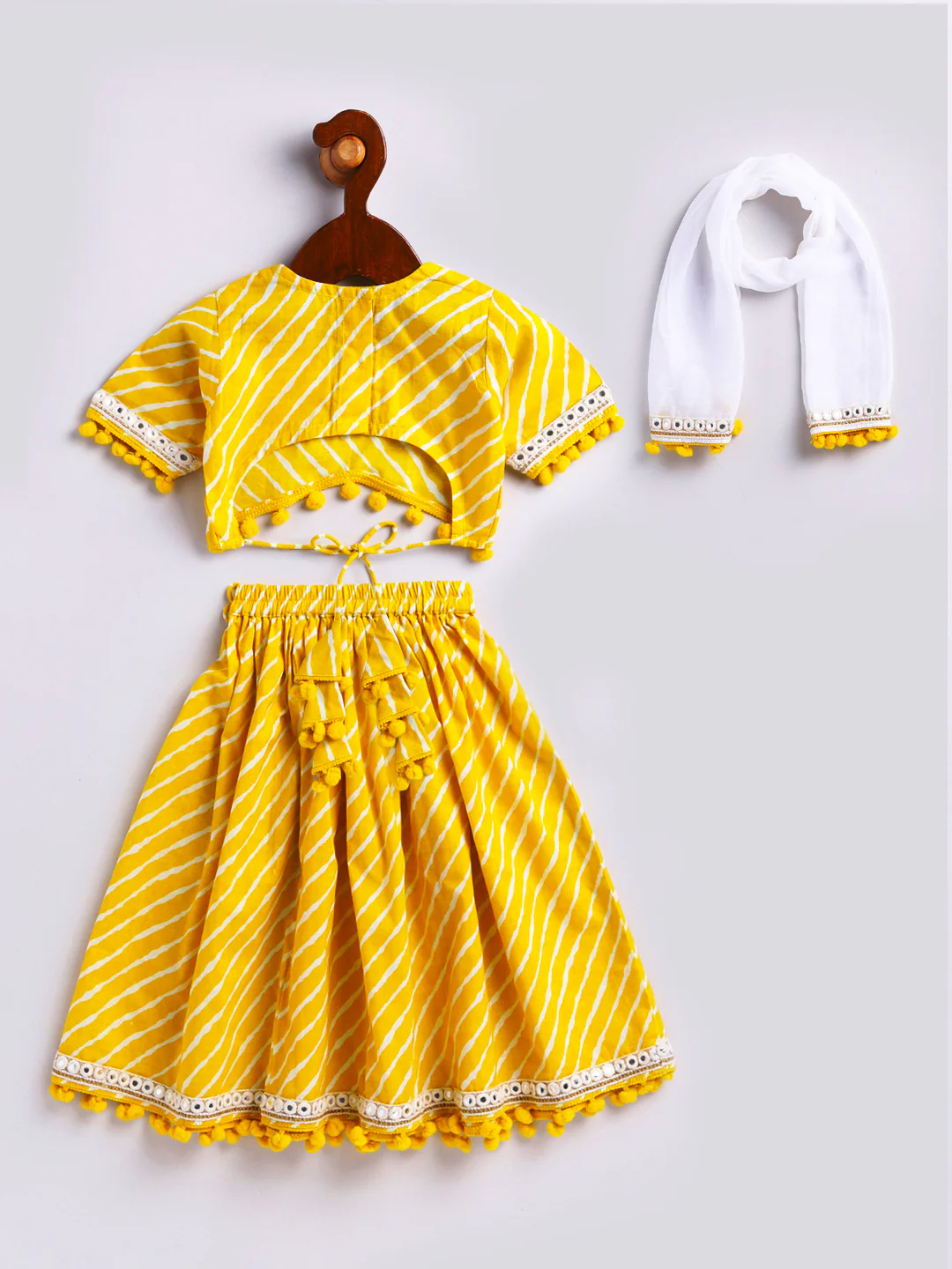 Girl's' Yellow Lehenga Choli With Dupatta - Image 5