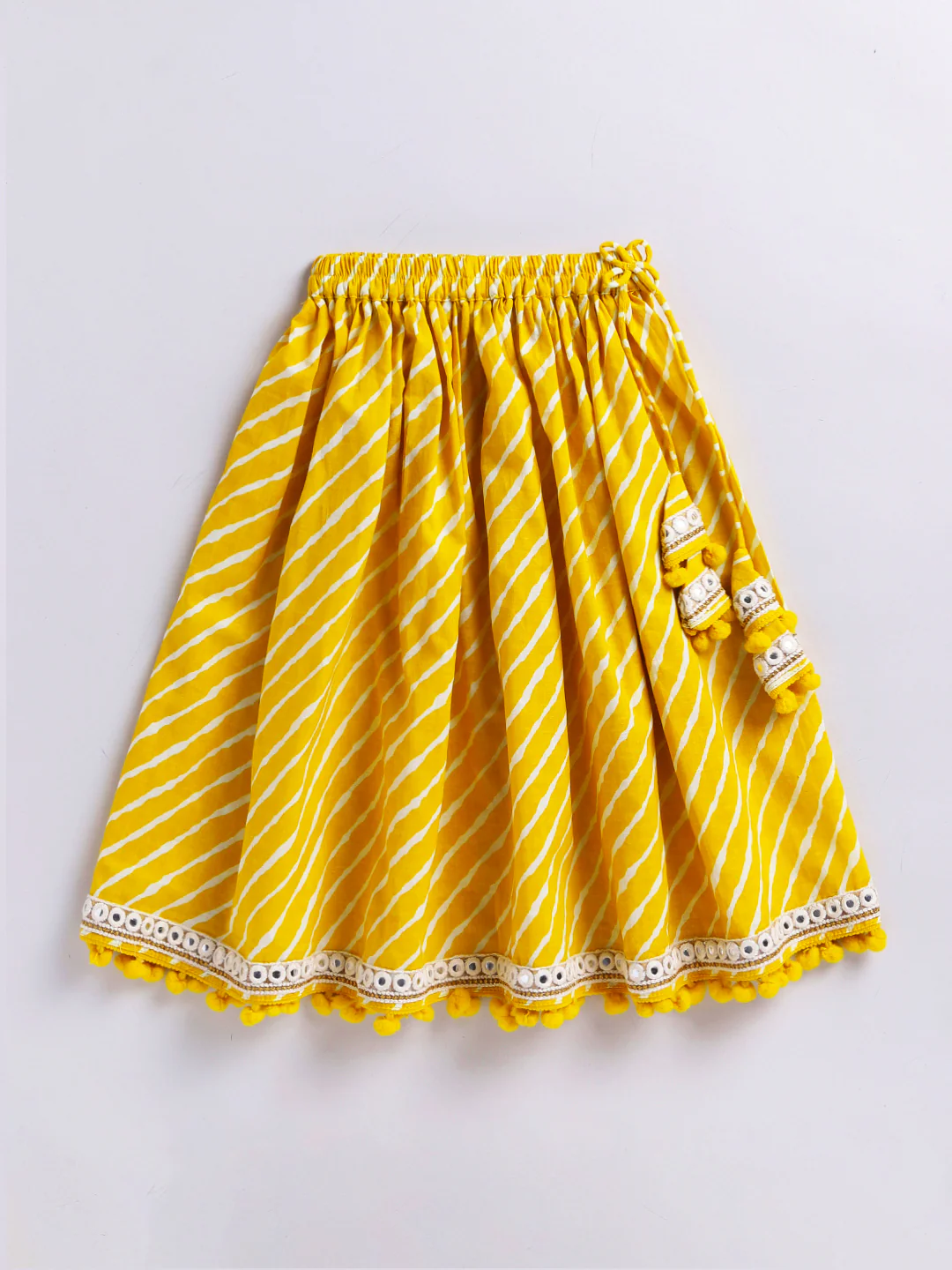 Girl's' Yellow Lehenga Choli With Dupatta - Image 6
