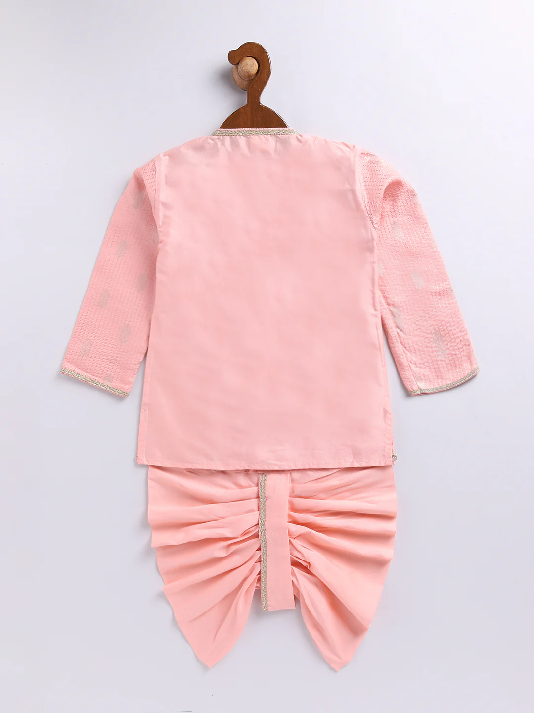 Infant Boy's Pink Silk Blend Ethnic Combo Set - Image 2