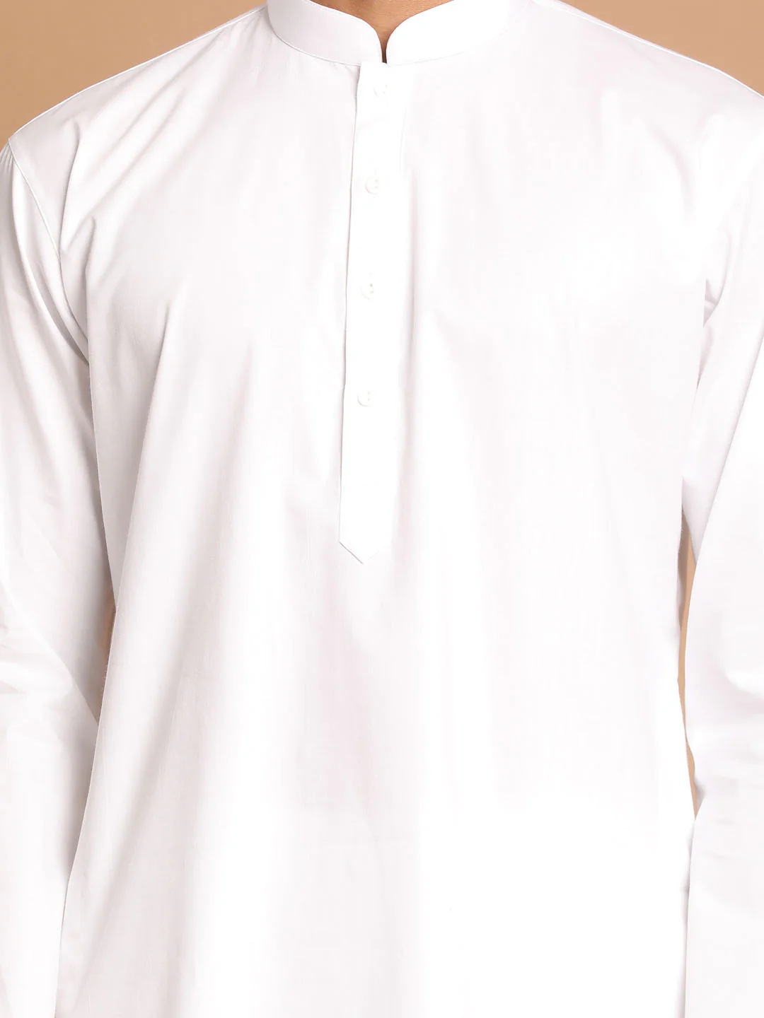 Men White Kurta With Pyjamas Set - Image 4