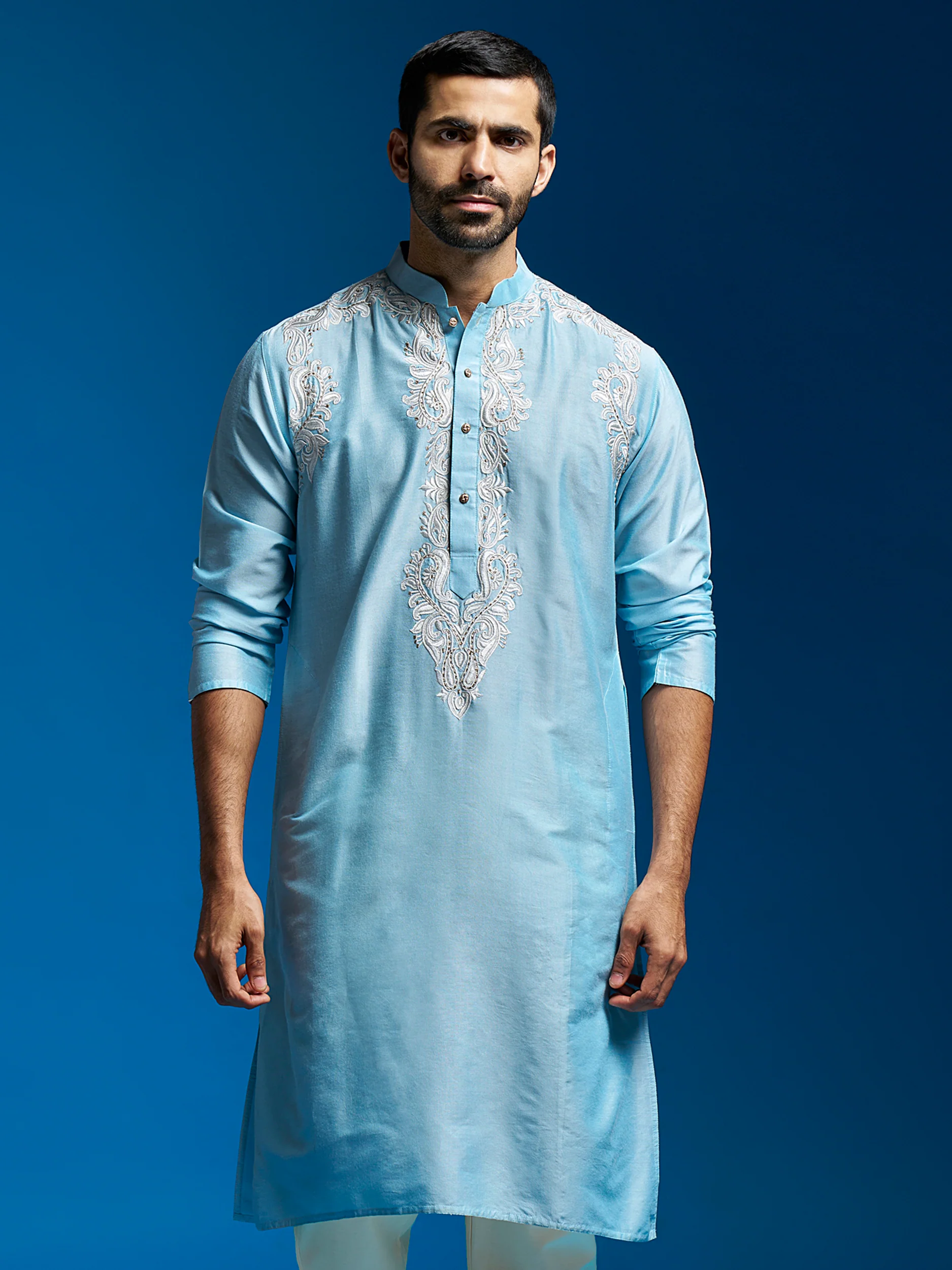 Men's Aqua Viscose Kurta - Image 5
