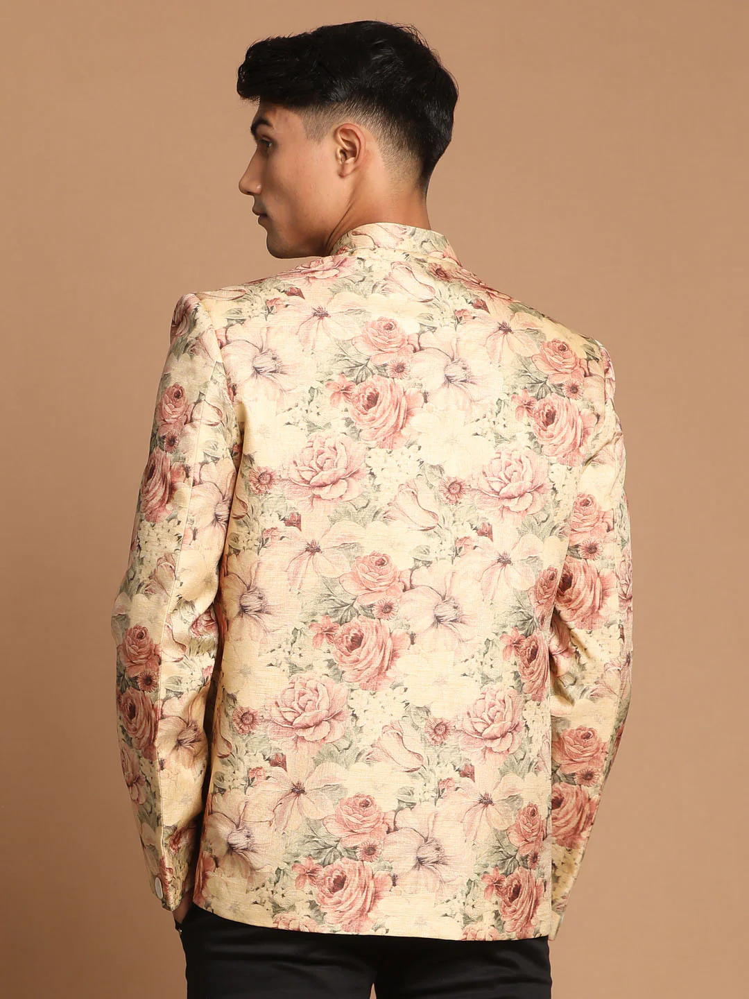 Men's Beige Printed Jodhpuri - Image 3