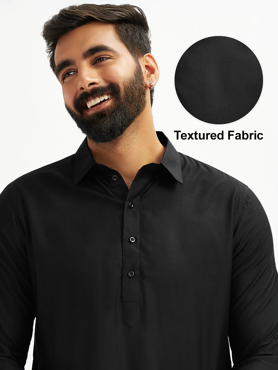 Men's Black Viscose Pathani Kurta Set - Image 3