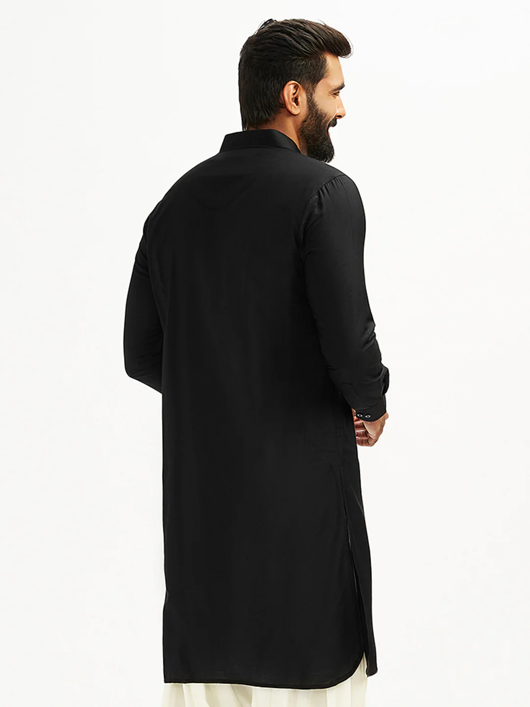 Men's Black And White Viscose Pathani - Image 6