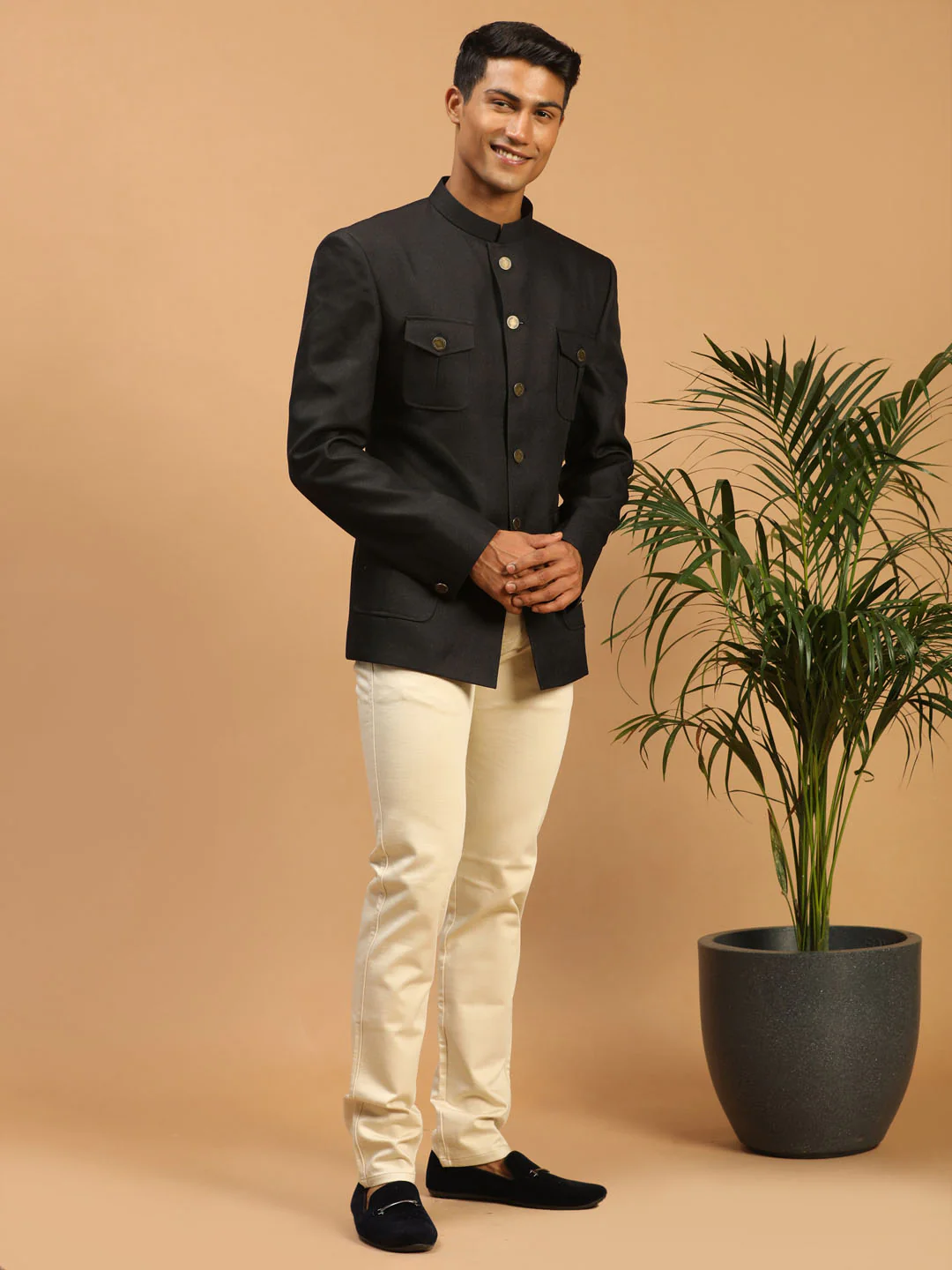 Men's Black Four Pockets Jodhpuri - Image 5