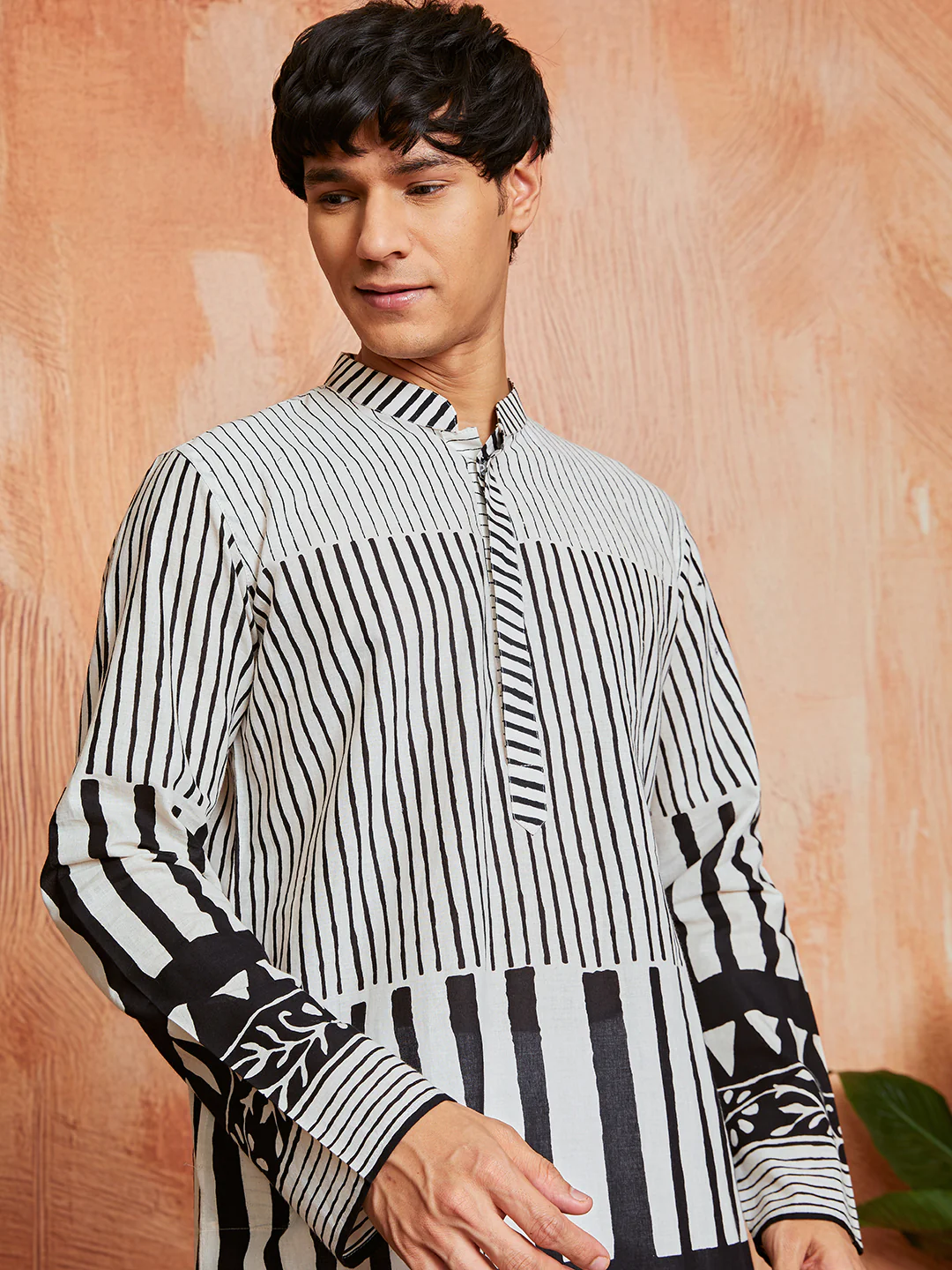 Men's Black Cotton Kurta - Image 2