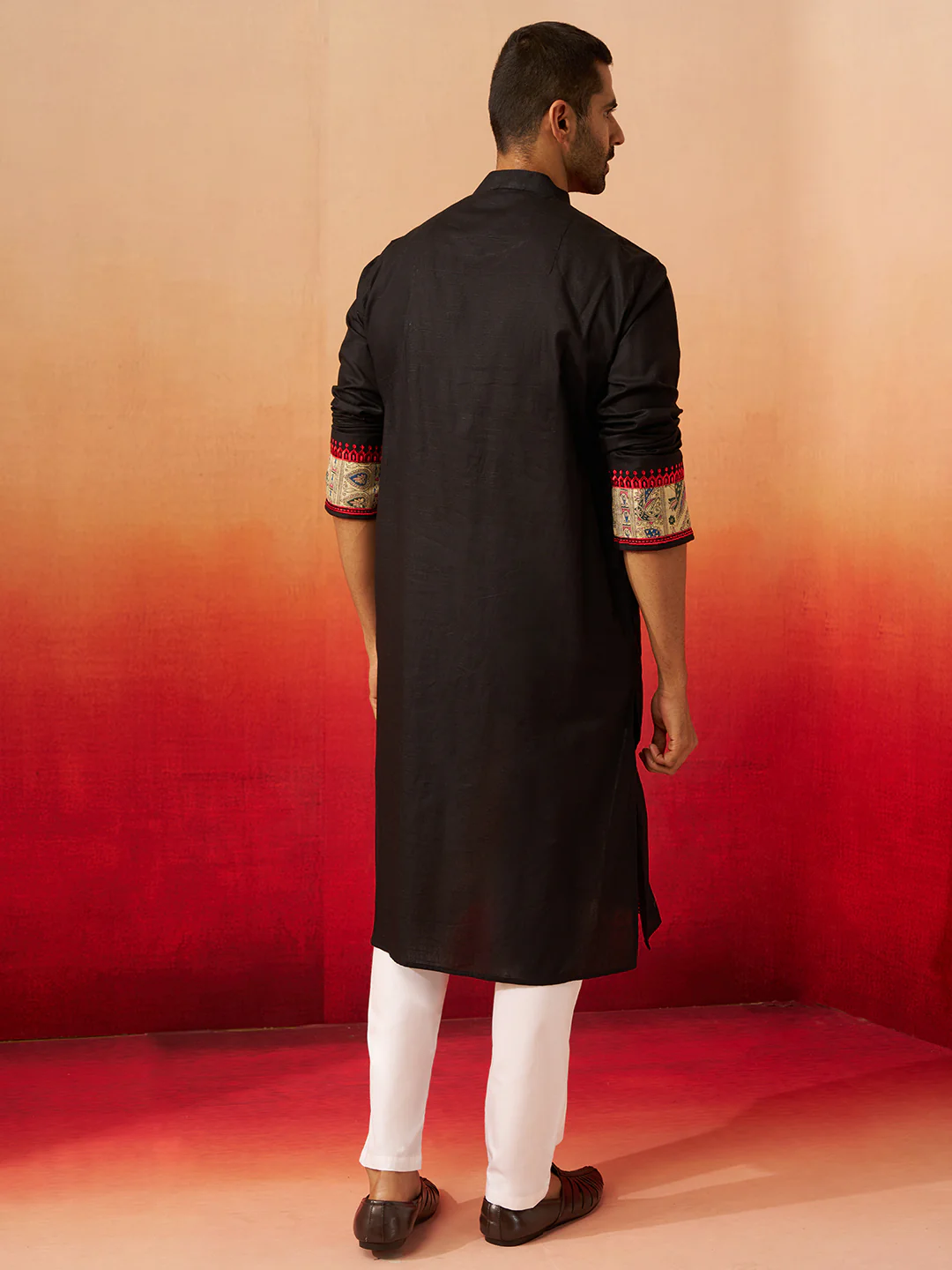 Men's Black Digital Print Kurta with Pyjama - Image 5
