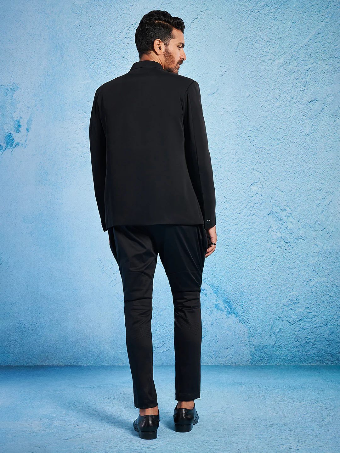 Men's Black Imported Suiting Jodhpuri And Pant Set - Image 5