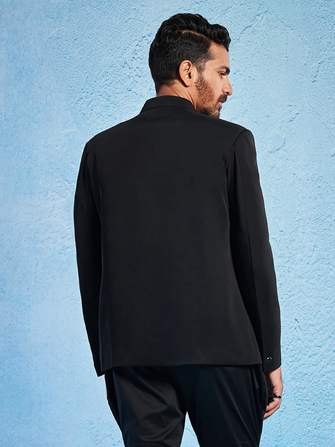 Men's Black Imported Suiting Sherwani Only Top - Image 4