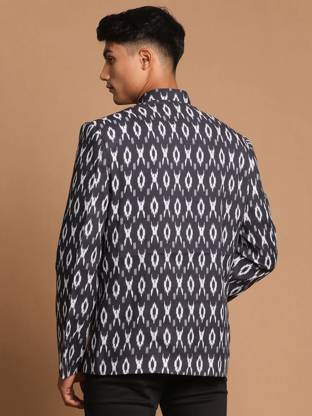 Men's Black Ikaat Print Jodhpuri - Image 3