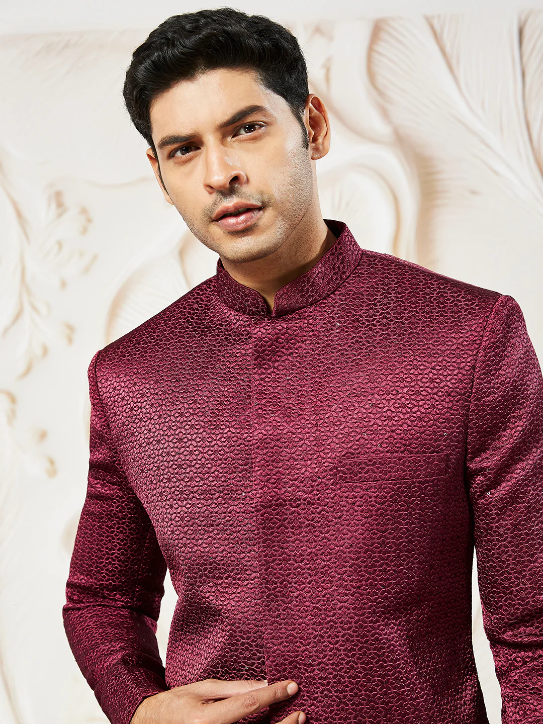 Men's Maroon Silk Blend Jodhpuri - Image 3