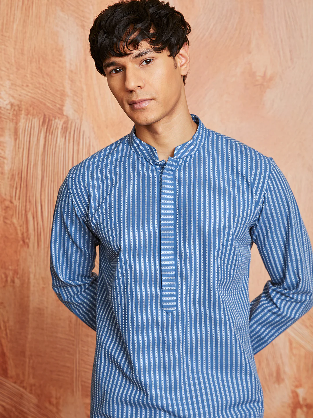 Men's Blue Cotton Kurta - Image 4