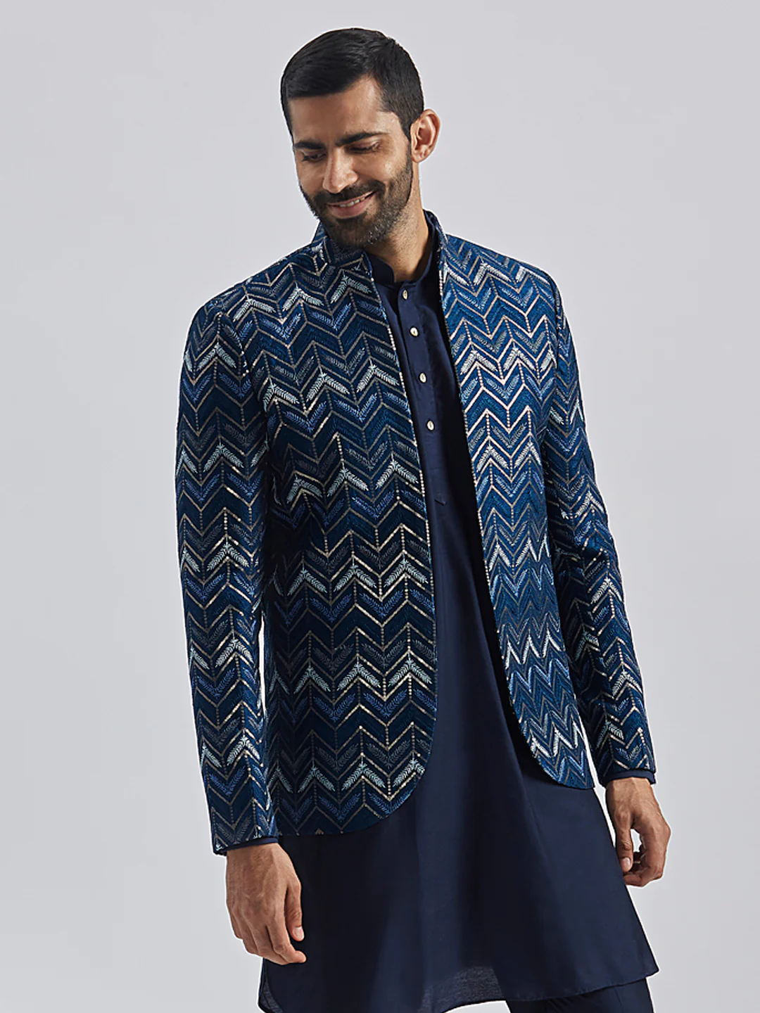 Men's Blue Silk Blend Jodhpuri - Image 3