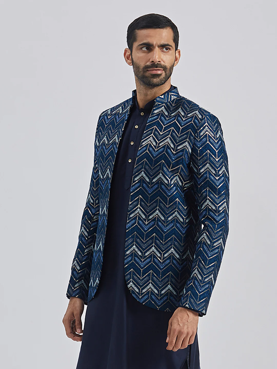 Men's Blue Silk Blend Jodhpuri - Image 4