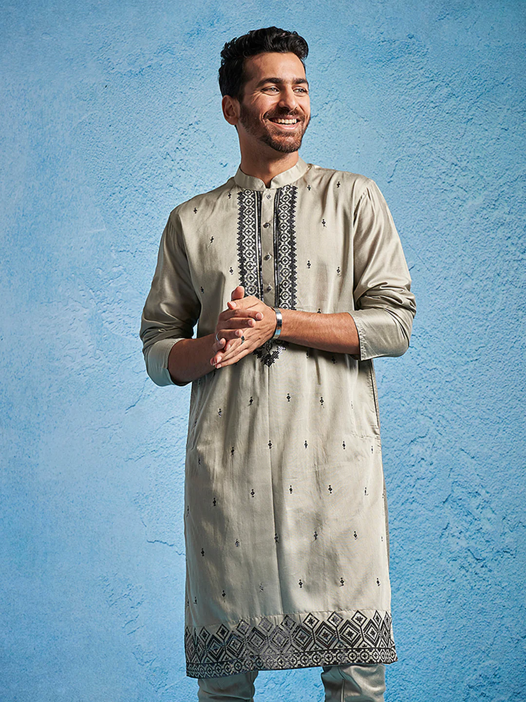 Men's Chiku Silk Blend Kurta - Image 2
