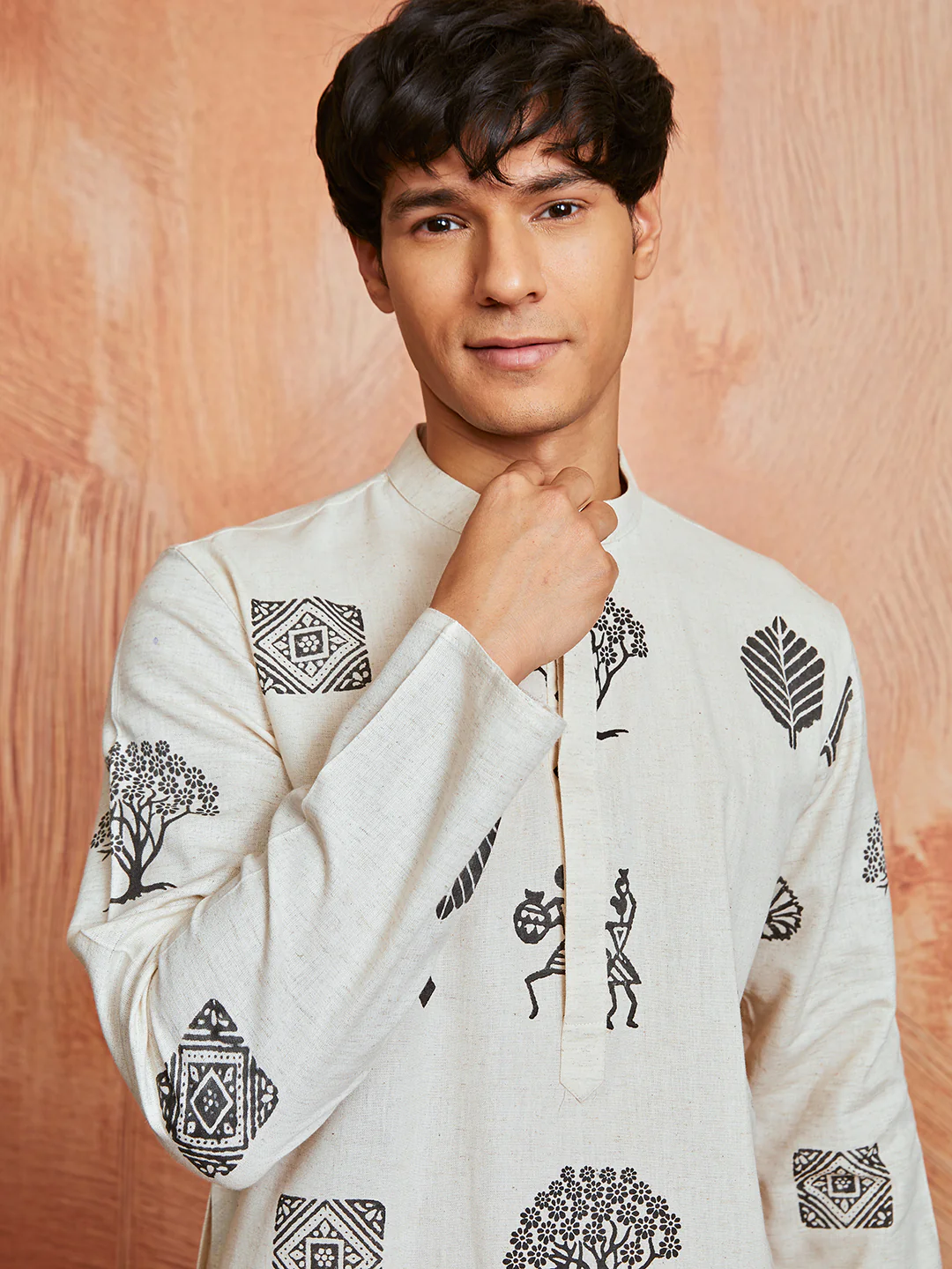 Men's Cream Cotton Kurta - Image 4