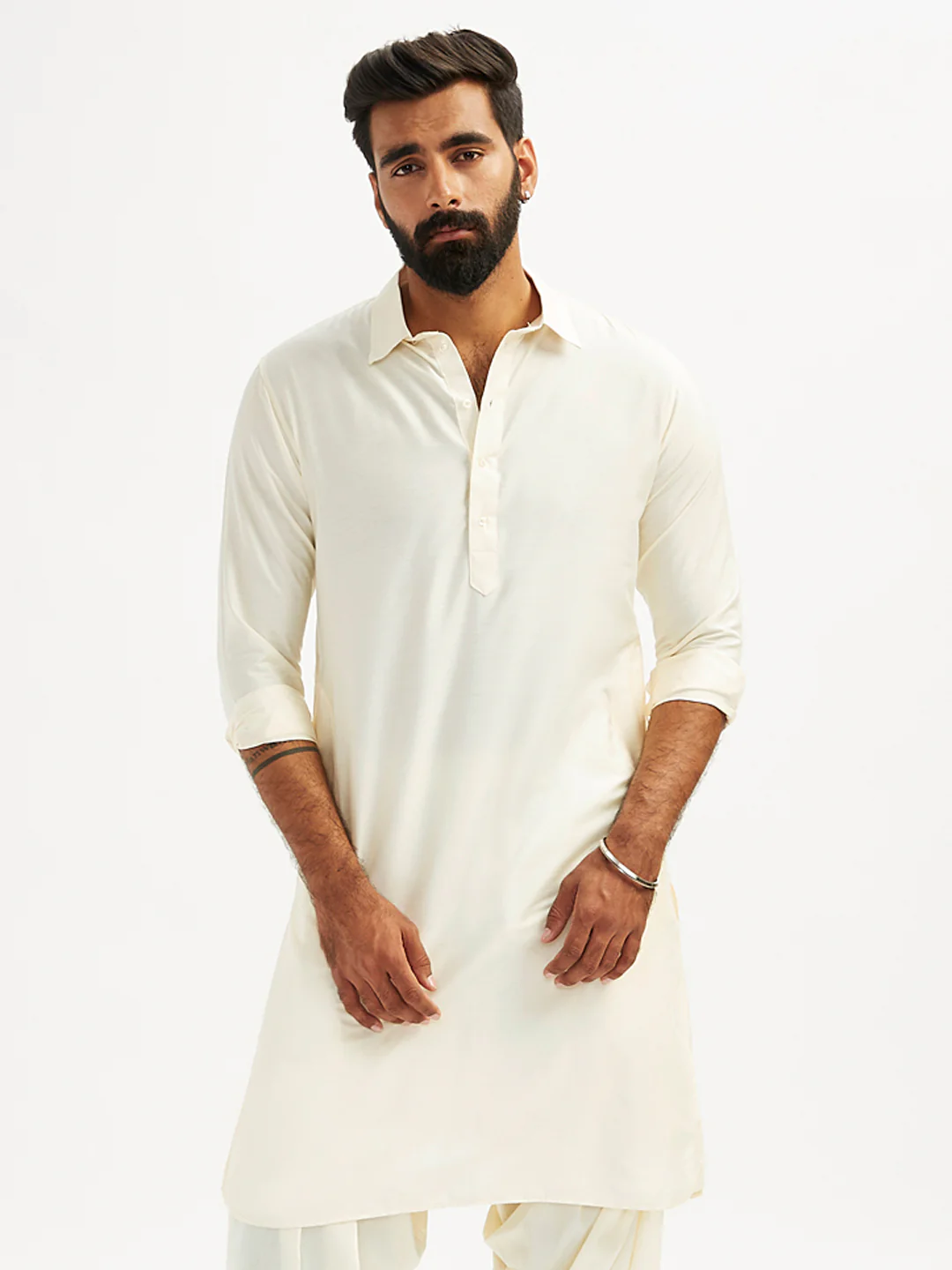 Men's Cream Viscose Pathani - Image 3
