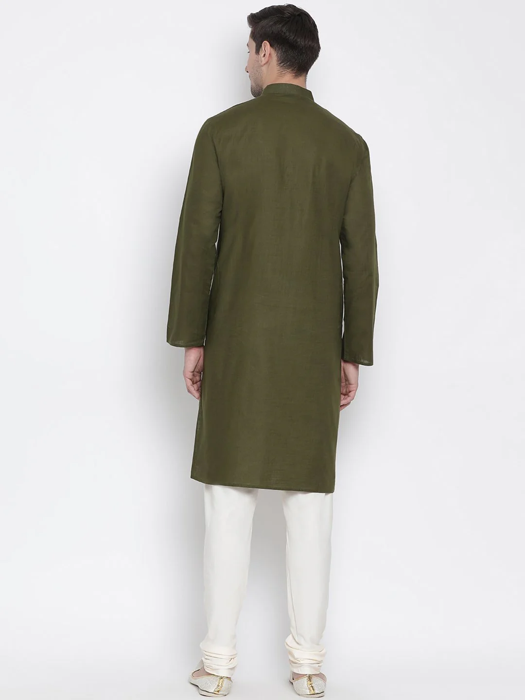 VASTRAMAY Men's Green Cotton Kurta and Pyjama Set - Image 4