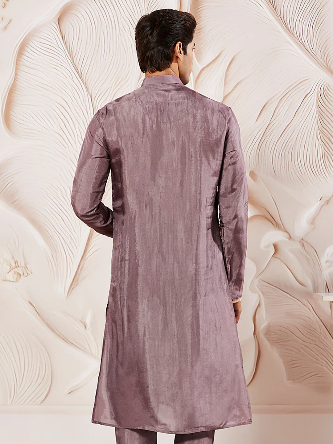 Men's Lavender Tissue Silk Kurta - Image 4