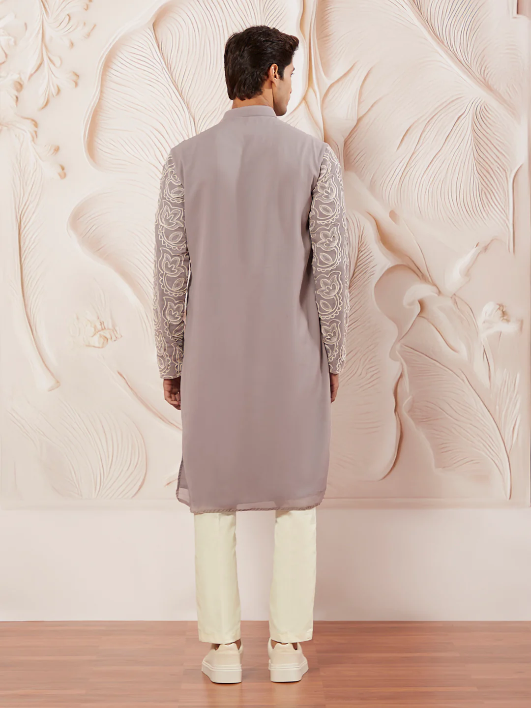 Men's Levender Georgette Kurta Pyjama And Dupatta Set - Image 5