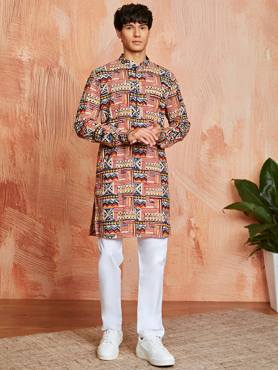 Men's Multi Color Cotton  Kurta And Pyjama Set - Image 5