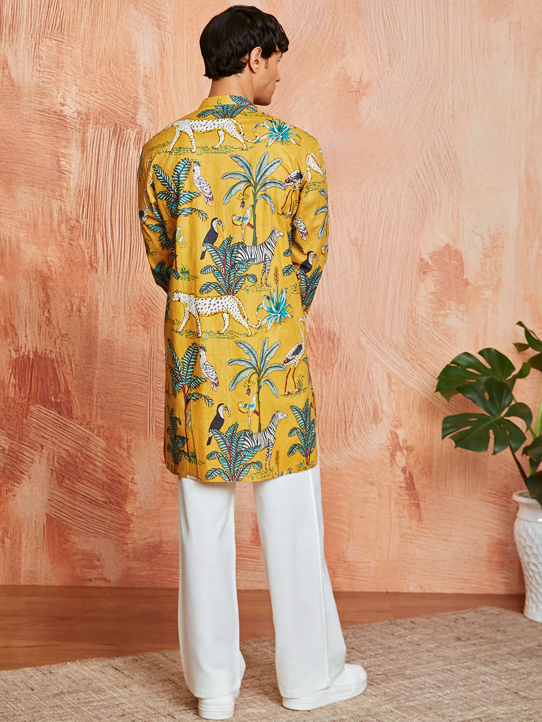 Men's Mustard Cotton Kurta And Pyjama Set - Image 3