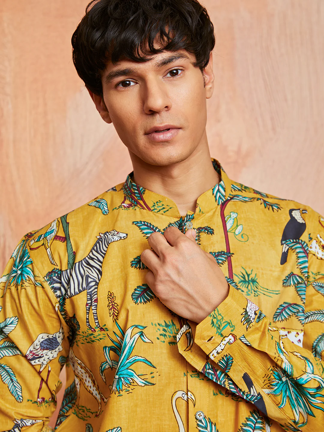 Men's Mustard Cotton Kurta And Pyjama Set - Image 4
