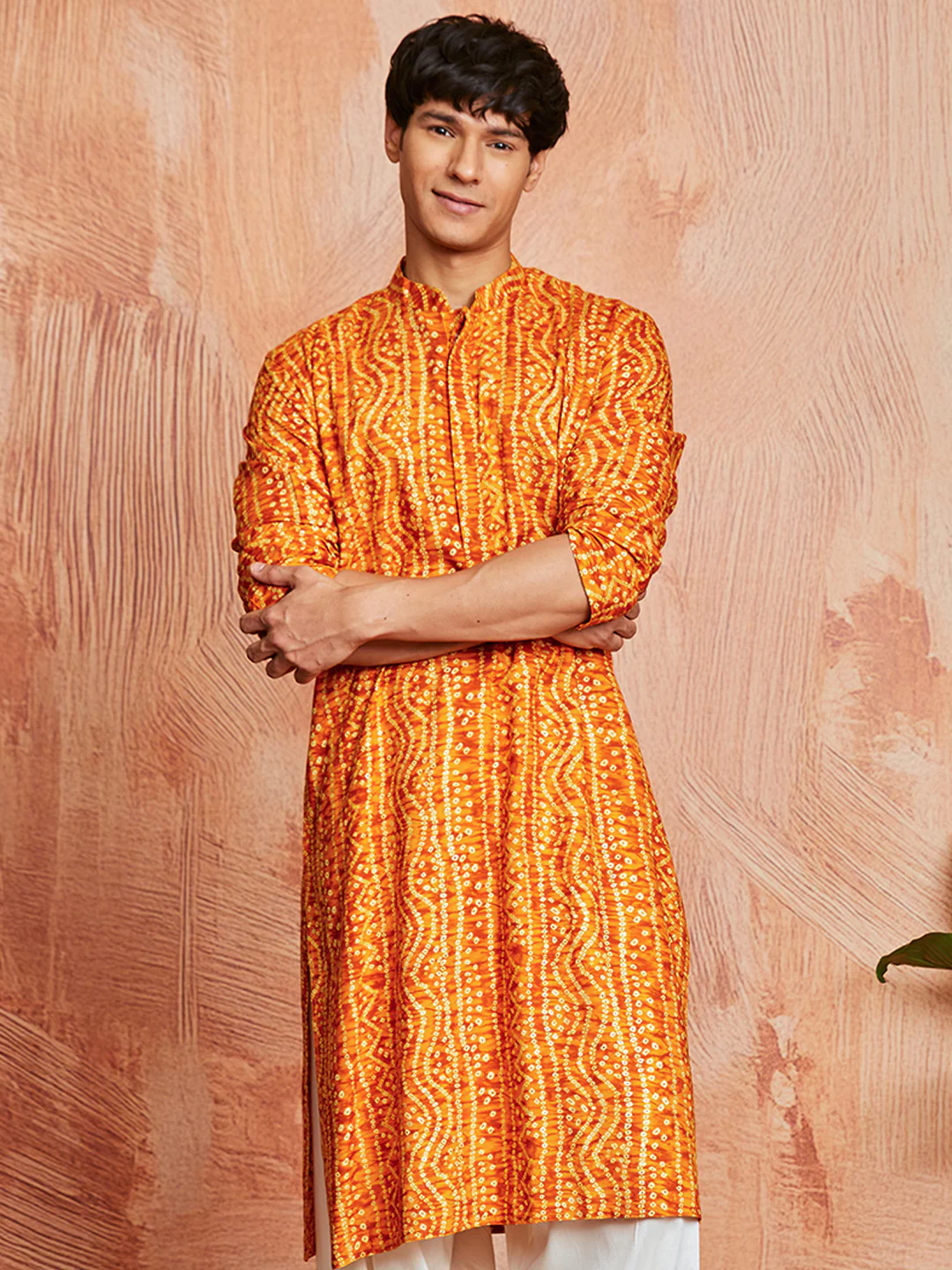 Men's Mustard Rayon Kurta - Image 3