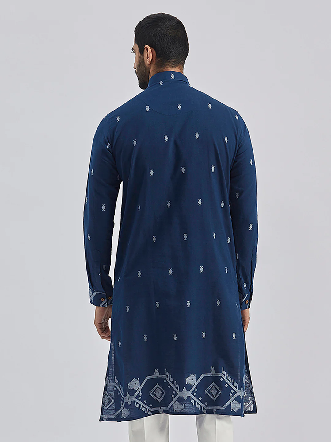 Men's Navy Blue Cotton Kurta - Image 5