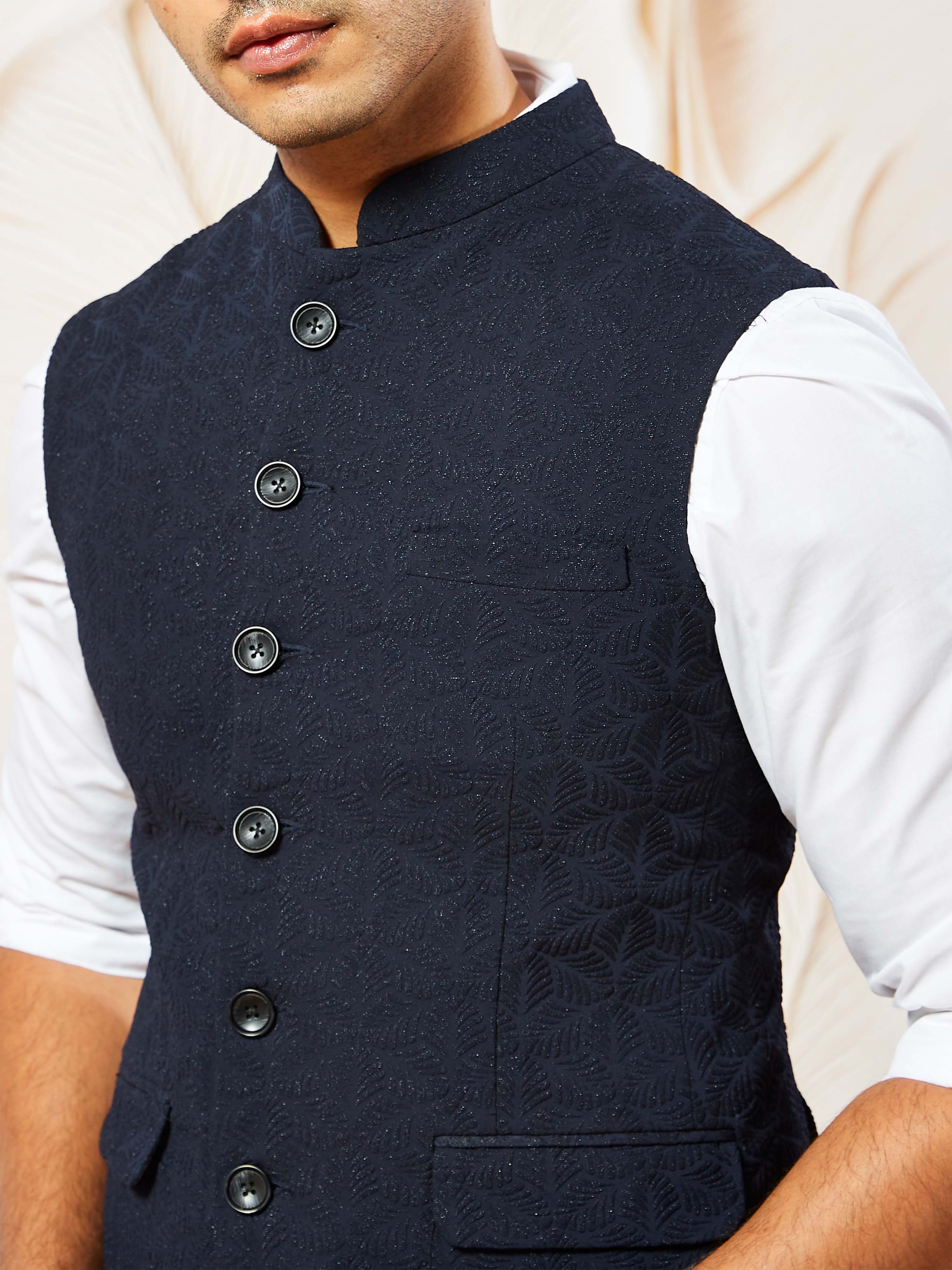 Men's Navy Blue - Nehru Jacket - Image 2