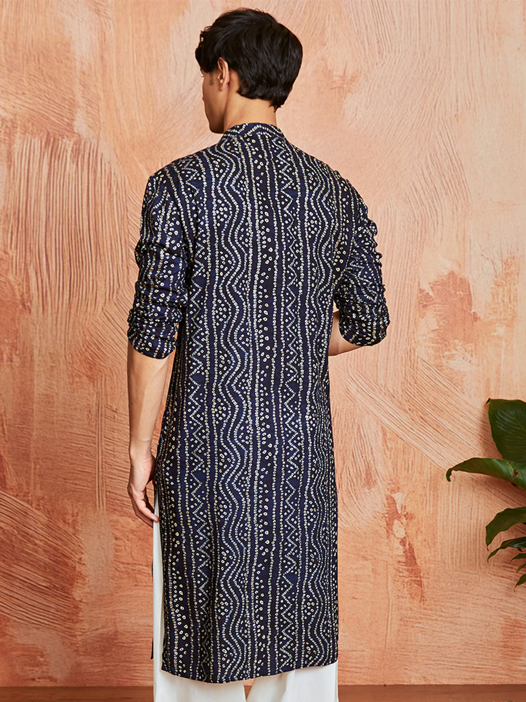 Men's Navy Blue Rayon Kurta - Image 4