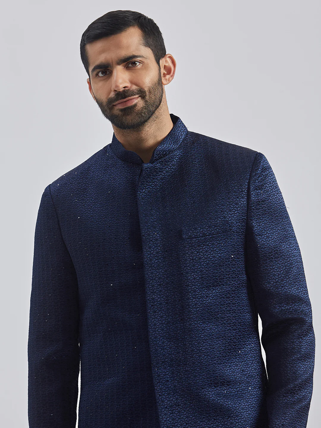 Men's Navy Blue Silk Blend Jodhpuri - Image 3