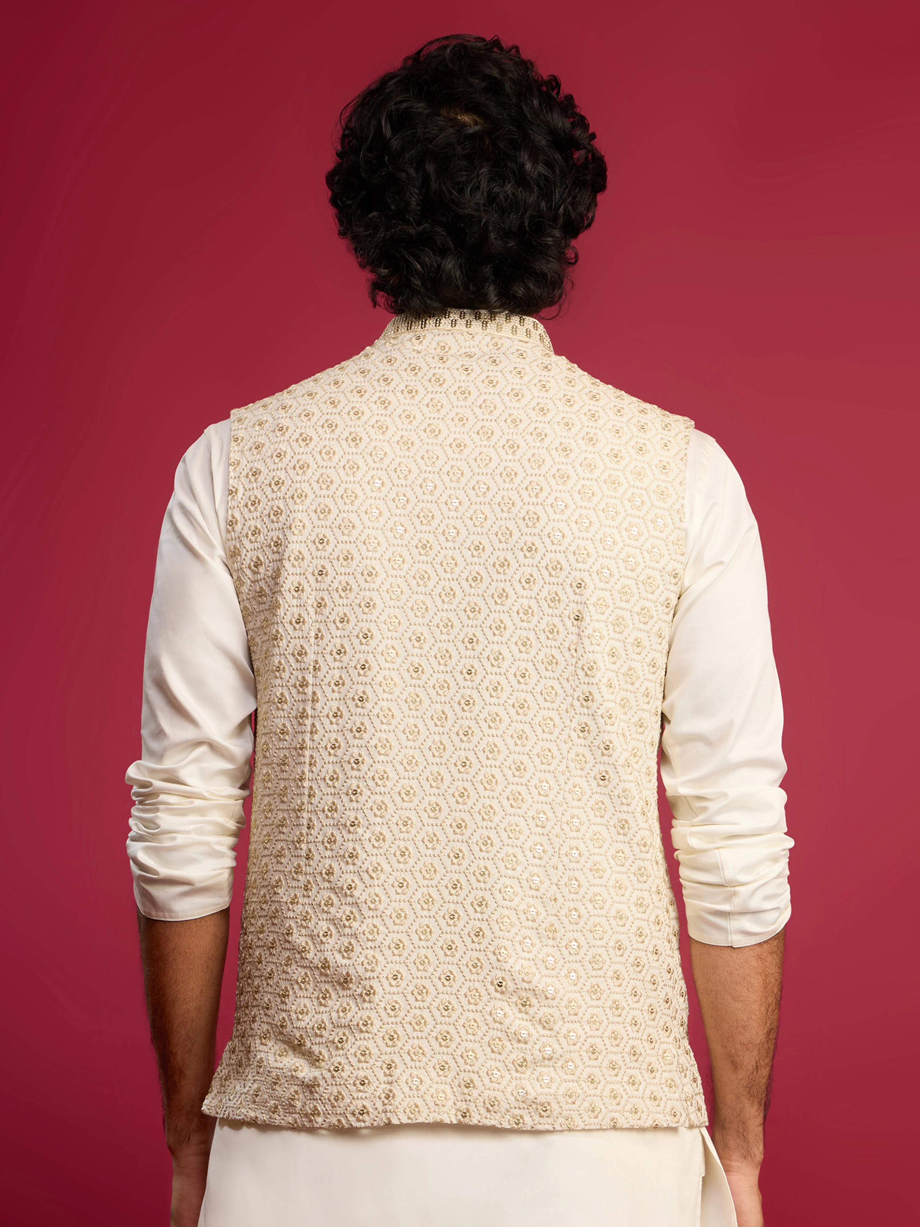 Men's Off White - Nehru Jacket - Image 5