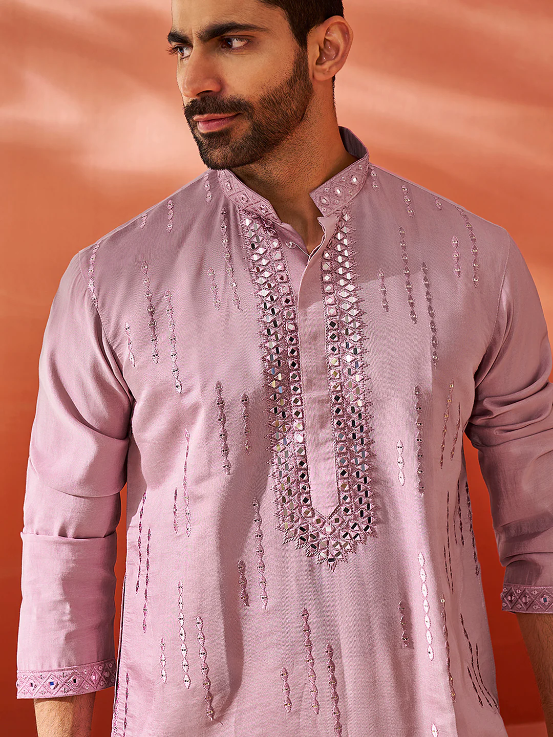 Men's Onion Chanderi Kurta And Pyjama Set - Image 2