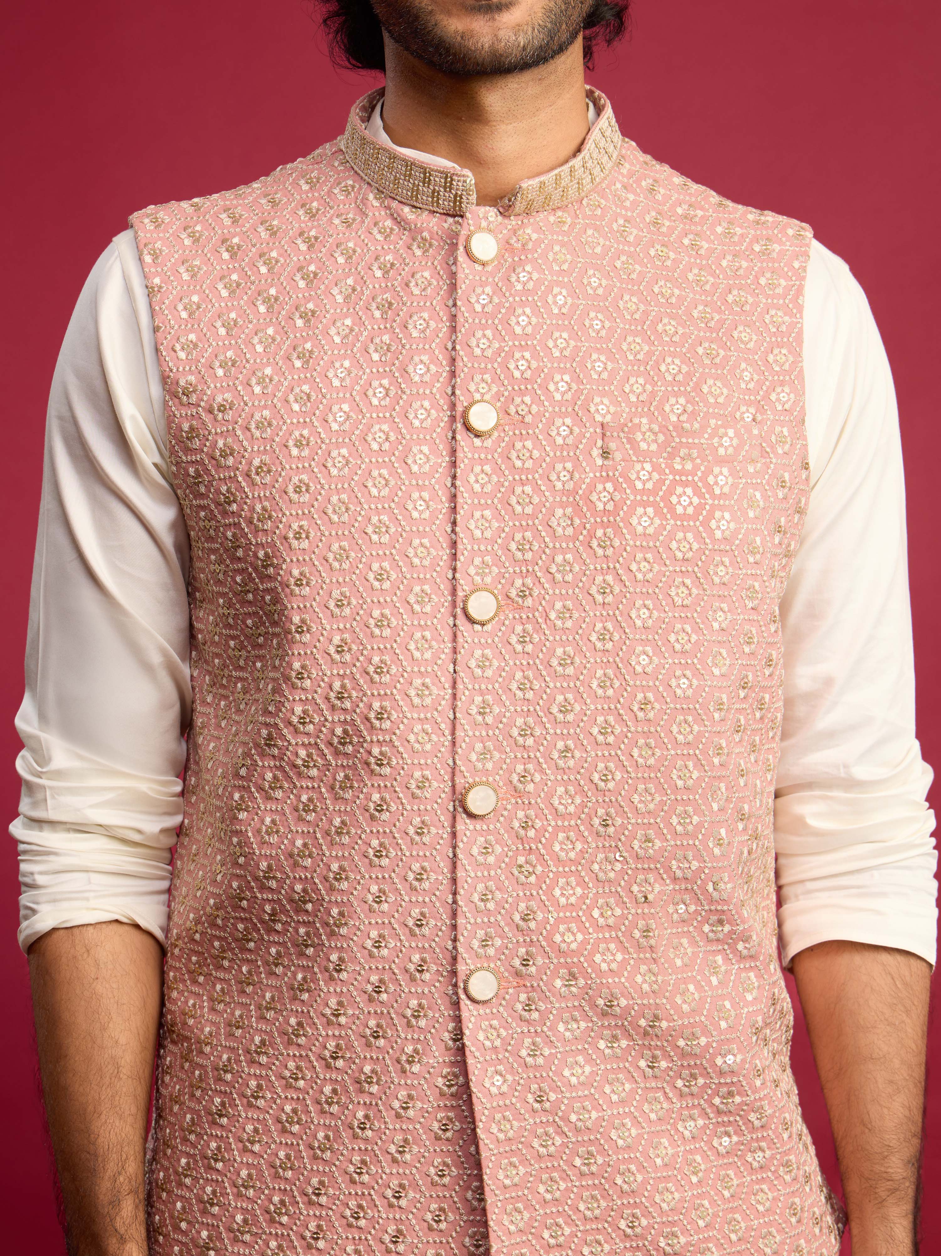 Men's Peach - Nehru Jacket - Image 2
