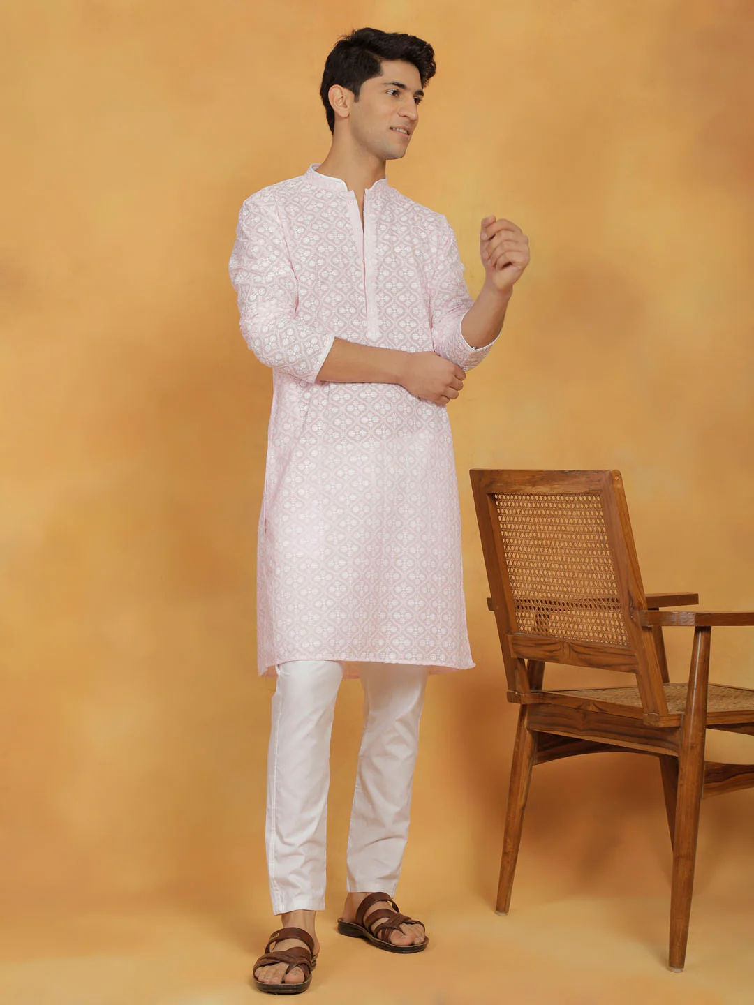 Men's Pink Cotton Kurta - Image 5