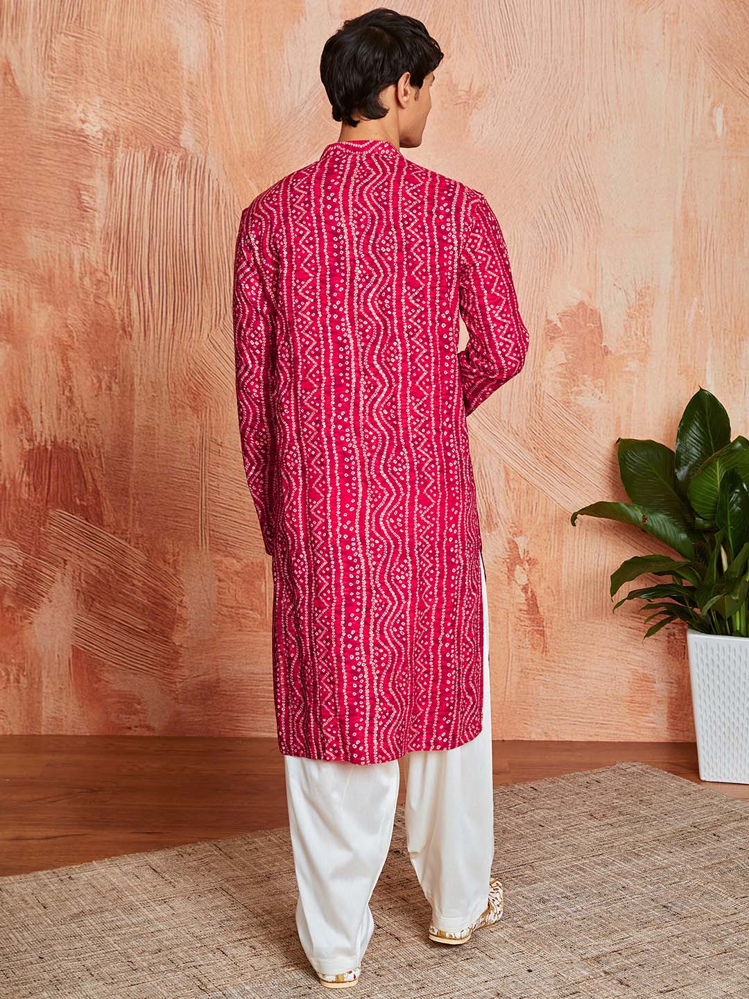 Men's Pink Rayon Kurta And Patyala Set - Image 3