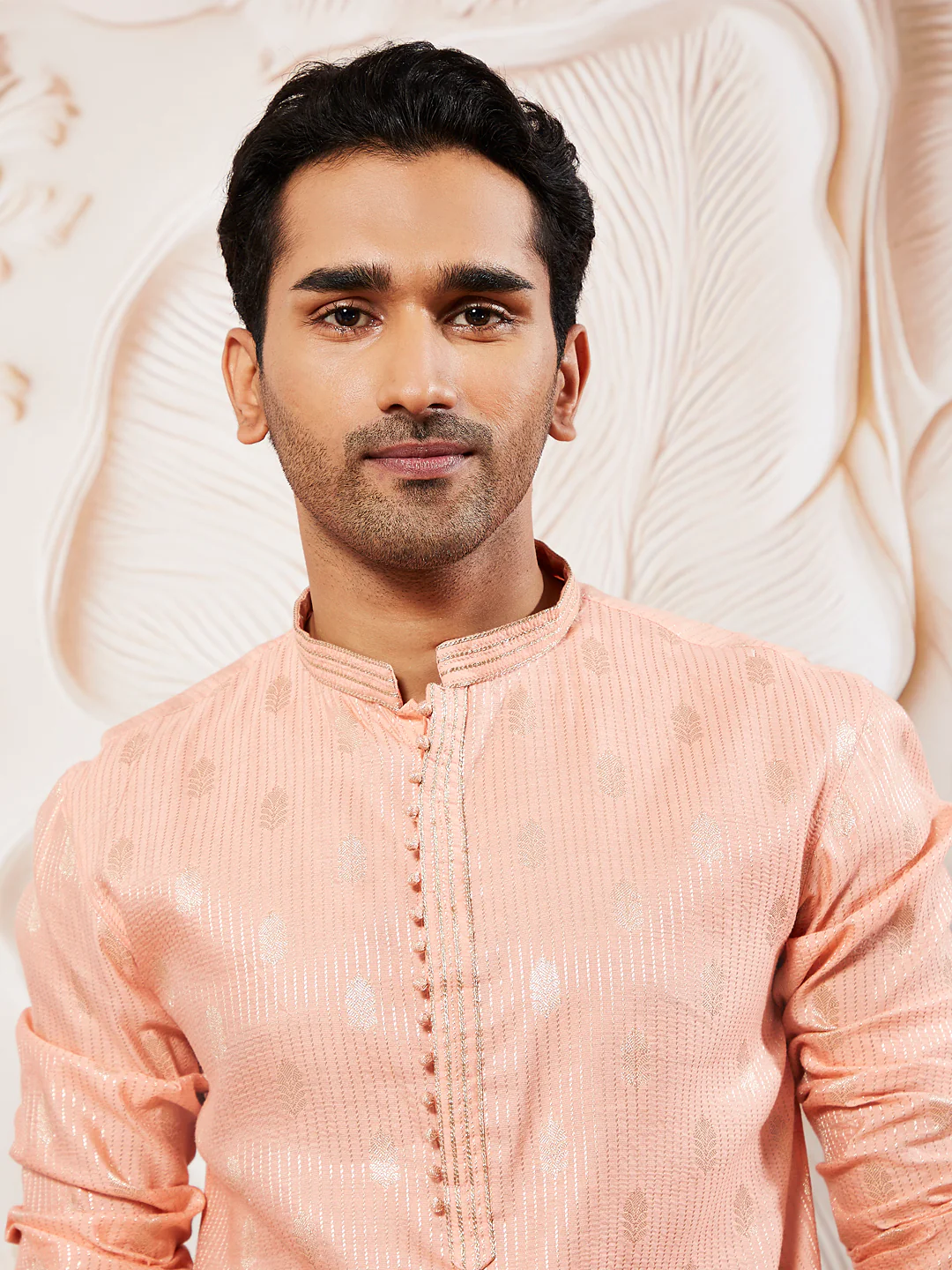 Men's Pink Silk Blend  Kurta - Image 3