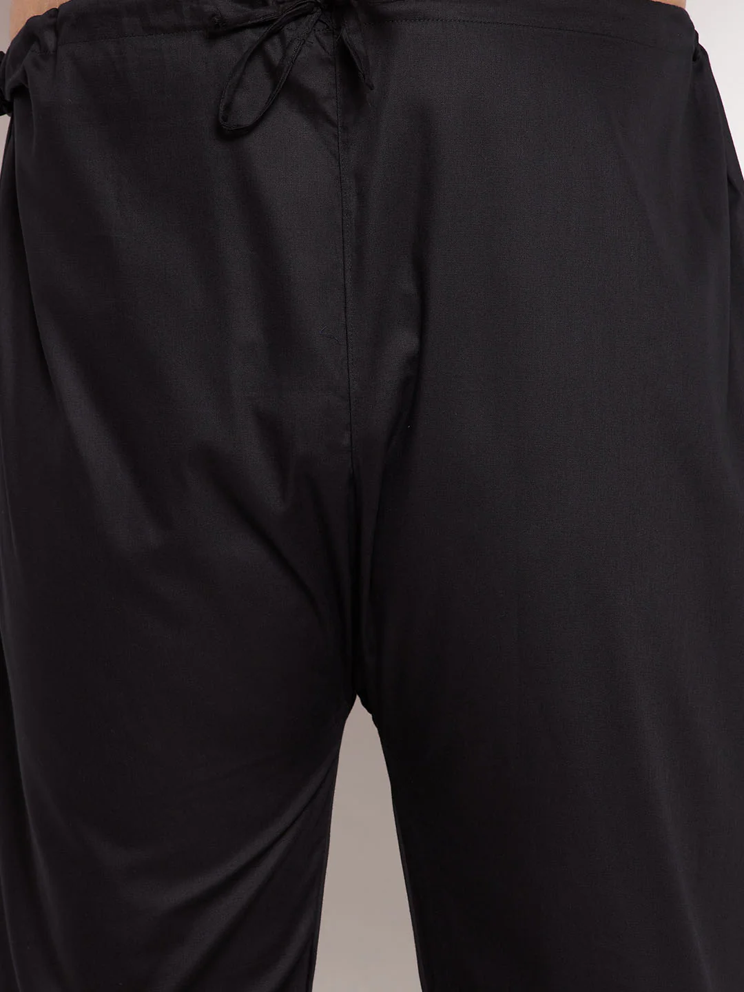 Men's Plus Size Black Cotton Blend Pathani Kurta - Image 5