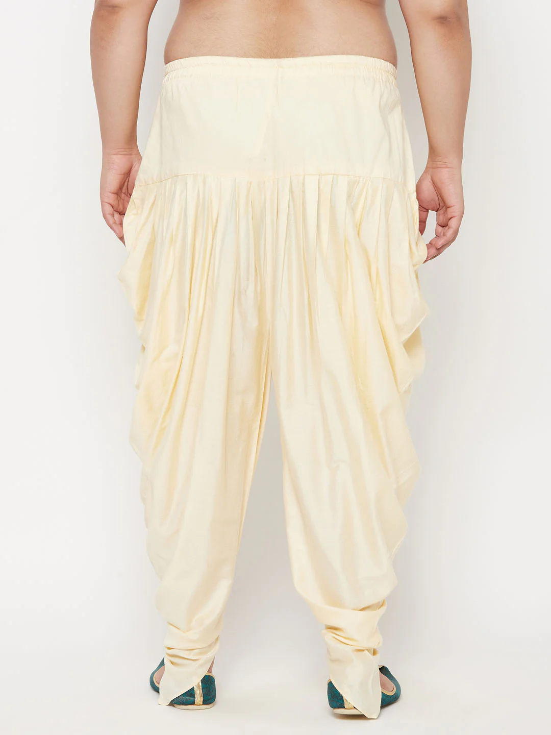 Men's Plus Size Gold Solid Cowl Dhoti Pants - Image 3