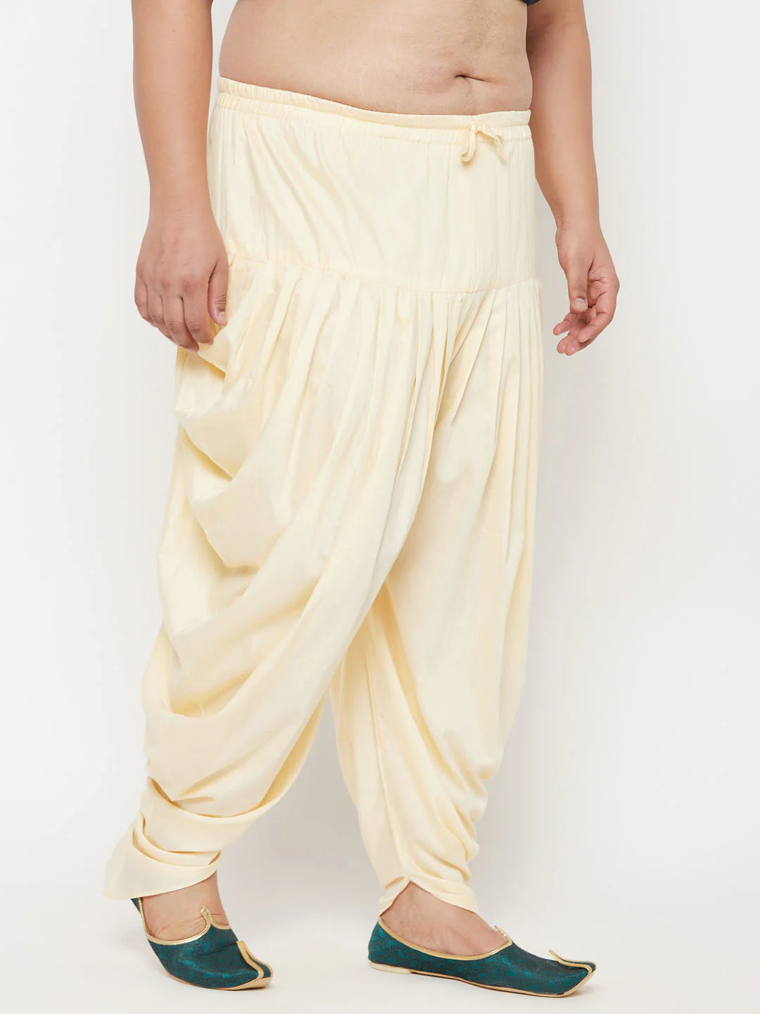 Men's Plus Size Gold Solid Cowl Dhoti Pants - Image 6